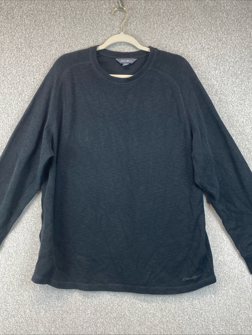 Eddie Bauer Tight Knit Crew Neck Long Sleeve Shirt Size XXL Warm Jet Black